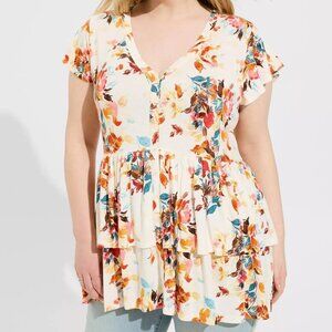 Torrid Statement Floral Dew Tiered Babydoll Top in Size 2 (18/20)